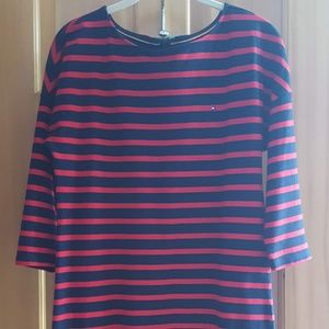 Long-sleeve Stripped Red and Navy Dress